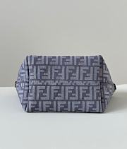 Fendi Small Roll Blue denim-effect FF jacquard reversible shopper size 22x14x18cm - 3
