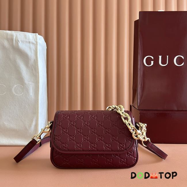 GG Emblem small shoulder bag red size 20.5x 13x 7cm - 1
