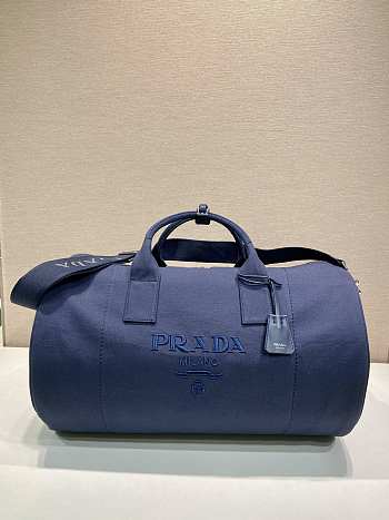 Prada Women's Blue Canvas Duffle Bag blue size 53×32×32cm
