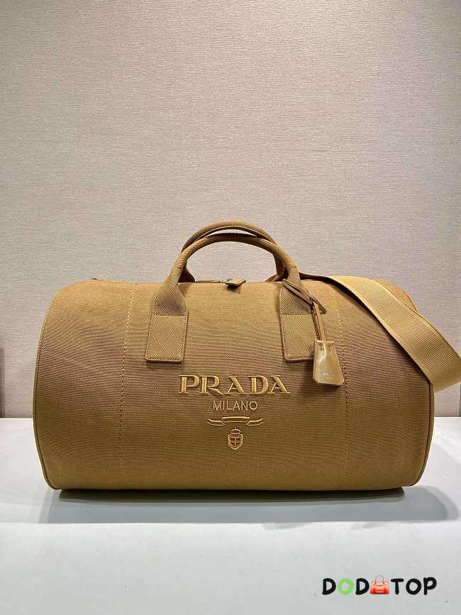 Prada Women's Blue Canvas Duffle Bag brown size 53×32×32cm - 1