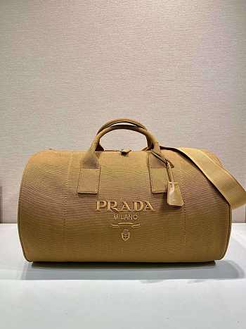 Prada Women's Blue Canvas Duffle Bag brown size 53×32×32cm