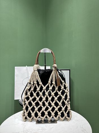 Prada Medium Cotton Macramé Bag black size 30W x 37H cm 