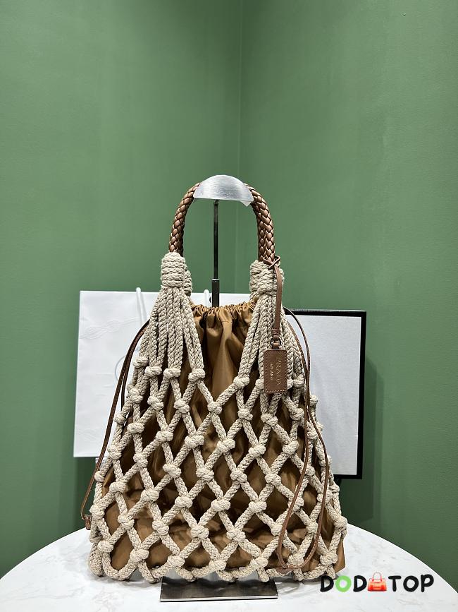 Prada Medium Cotton Macramé Bag brown size 30W x 37H cm - 1