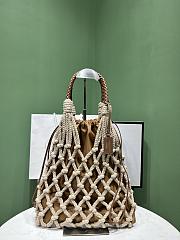 Prada Medium Cotton Macramé Bag brown size 30W x 37H cm - 1
