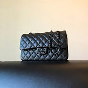 Chanel Medium Flap Bag Lambskin Black Hardware Size 23cm - 5