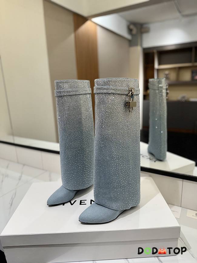 Givenchy Shark Lock boots in denim with strass   - 1