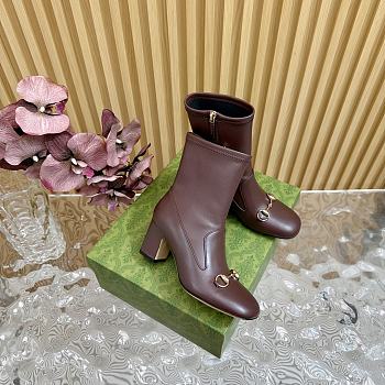 Gucci Women's Horsebit Ankle Boots Earth brown