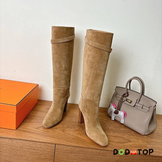 Hermes Boots brown suede leather - 02 - 1