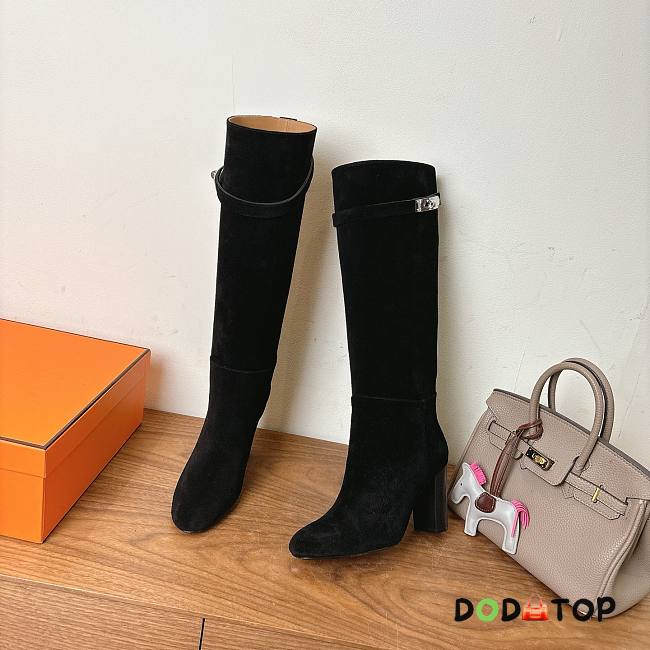 Hermes Boots black suede leather - 03 - 1