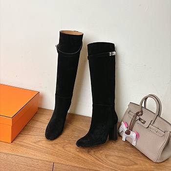 Hermes Boots black suede leather - 03