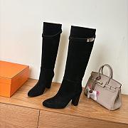 Hermes Boots black suede leather - 03 - 4