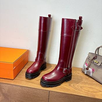 Hermes boots red soft leather bag