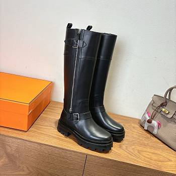 Hermes boots black soft leather bag