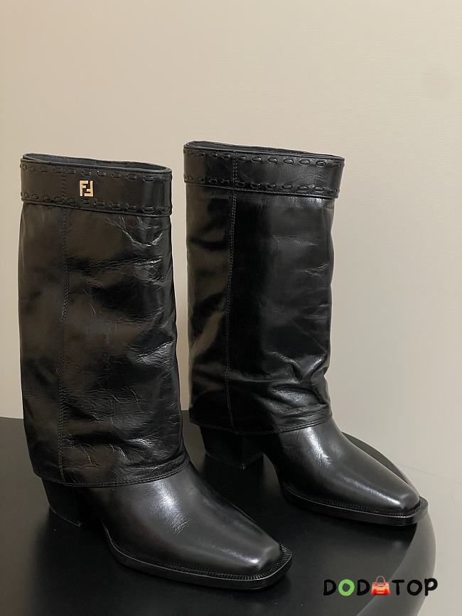 Fendi Minerva black boots shiny leather - 1