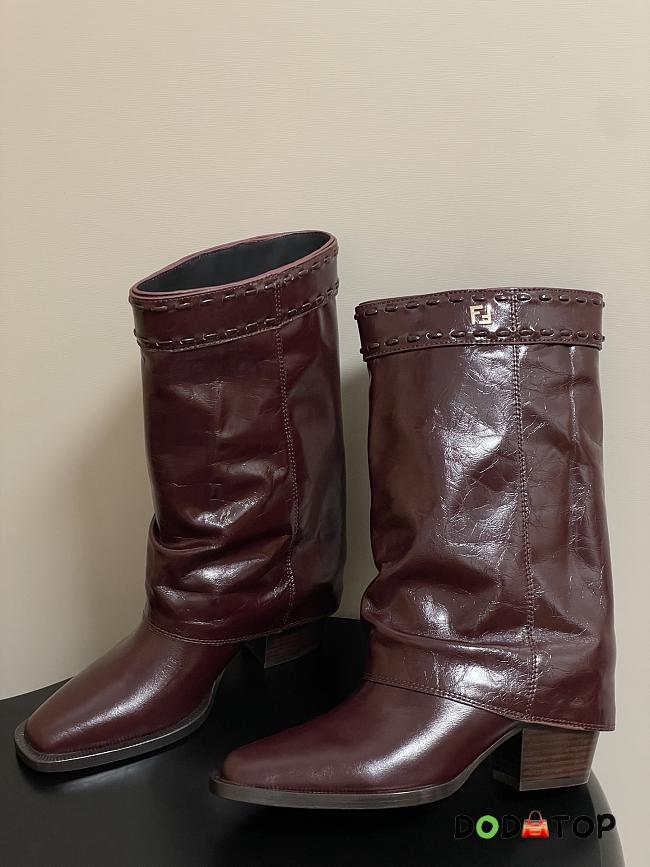 Fendi Minerva red boots shiny leather - 1
