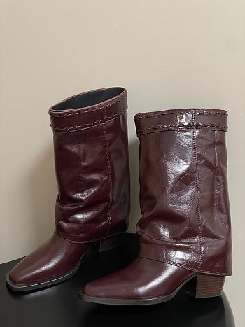 Fendi Minerva red boots shiny leather