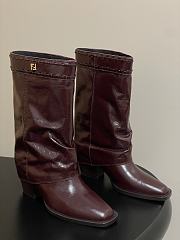 Fendi Minerva red boots shiny leather - 6