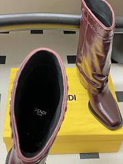 Fendi Minerva red boots shiny leather - 5
