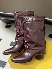 Fendi Minerva red boots shiny leather - 3