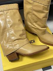 Fendi Minerva beige boots shiny leather - 5