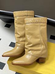 Fendi Minerva beige boots shiny leather - 3