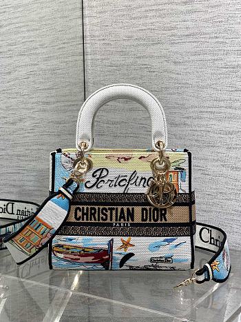 Dior lady bag Souvenir Natural raffia and multicolored embroidered cotton size 24x11x20cm  