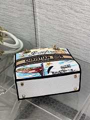 Dior lady bag Souvenir Natural raffia and multicolored embroidered cotton size 24x11x20cm   - 3