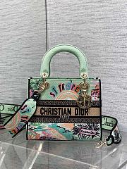 Dior lady bag Souvenir Natural raffia and multicolored embroidered blue size 24x11x20cm - 1