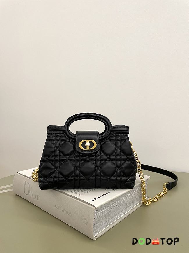Dior Jolie Top Handle Mini Bag Powder black Cannage Lambskin size 18.5x8.5x13cm  - 1