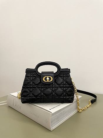 Dior Jolie Top Handle Mini Bag Powder black Cannage Lambskin size 18.5x8.5x13cm 