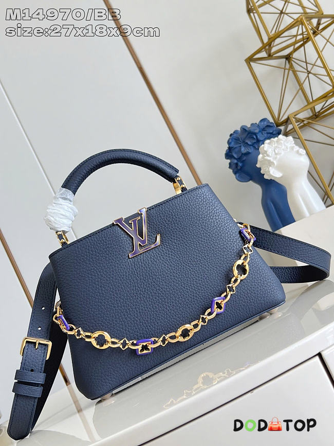 Louis Vuitton Capucines BB Chain On You blue bag size 12 x 8 x 22 cm - 1
