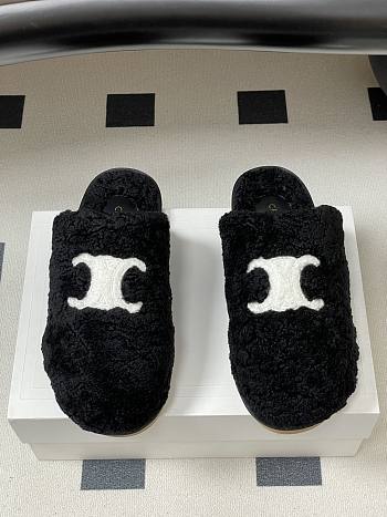 Celine Fur slippers black
