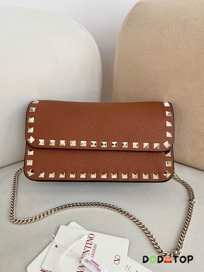 Valentino Mini Calf Leather brown bag size 21×6×11cm  - 1