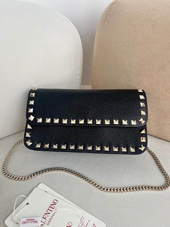 Valentino Mini Calf Leather black bag size 21×6×11cm (gold hardware)