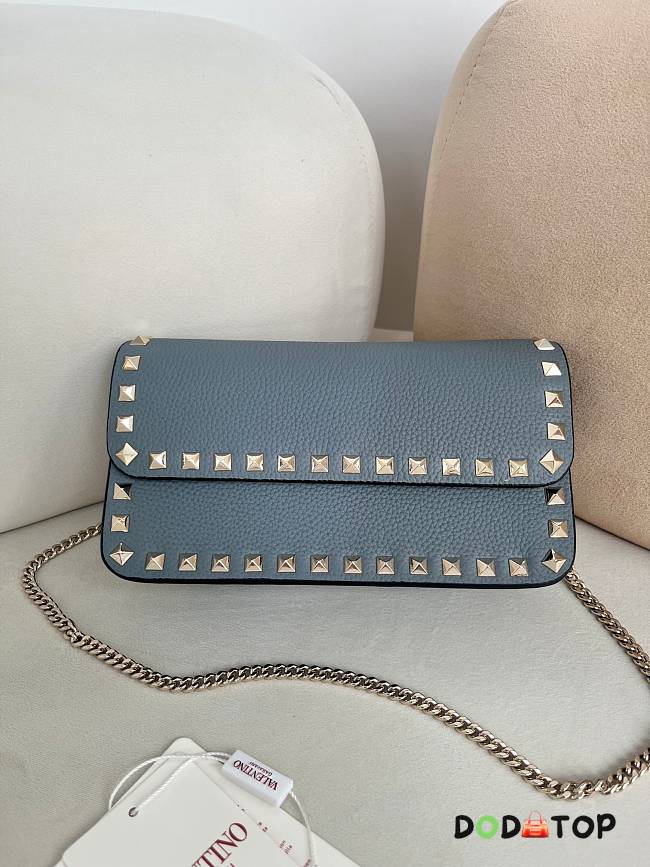 Valentino Mini Calf Leather blue bag size 21×6×11cm (gold hardware) - 1
