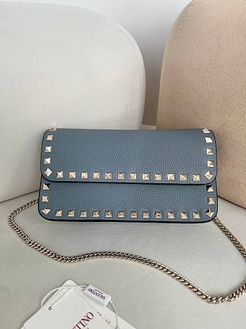 Valentino Mini Calf Leather blue bag size 21×6×11cm (gold hardware)