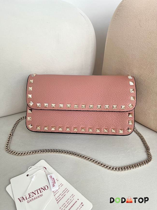 Valentino Mini Calf Leather pink bag size 21×6×11cm (gold hardware) - 1