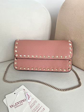 Valentino Mini Calf Leather pink bag size 21×6×11cm (gold hardware)