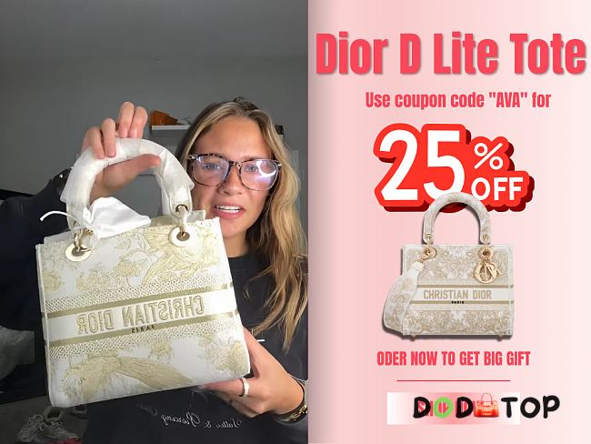 Dior Women Medium Lady D-lite Bag Size 24 x 20 x 11 cm Code ava (25% off) - 1