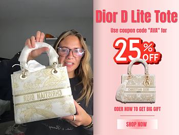 Dior Women Medium Lady D-lite Bag Size 24 x 20 x 11 cm Code ava (25% off)