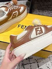 Fendi Match Pink leather low platform sneaker with jewel - 01 - 2