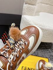 Fendi Match Pink leather low platform sneaker with jewel - 01 - 5