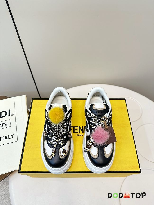 Fendi Match Pink leather low platform sneaker with jewel - 02 - 1