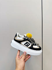 Fendi Match Pink leather low platform sneaker with jewel - 02 - 5