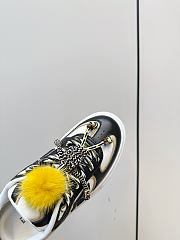 Fendi Match Pink leather low platform sneaker with jewel - 02 - 4