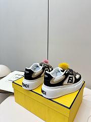 Fendi Match Pink leather low platform sneaker with jewel - 02 - 3
