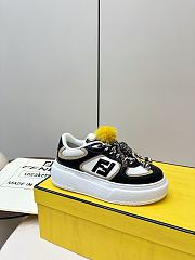 Fendi Match Pink leather low platform sneaker with jewel - 02 - 2
