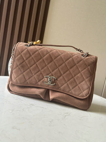 Chanel bag suede brown size 34x25x10cm
