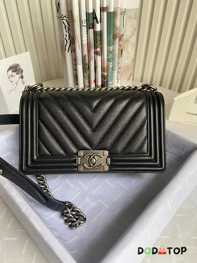 Chanel leboy Caviar Black color bag size 28cm - 1