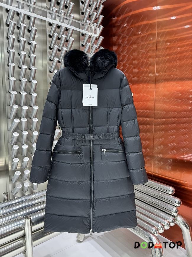 Moncler long black jacket (Hooded jacket with fur trim) - 1